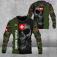 T-shirt personnalisé avec camouflage soldat/vétéran suisse avec nom et grade imprimé en 3D - 2601240001