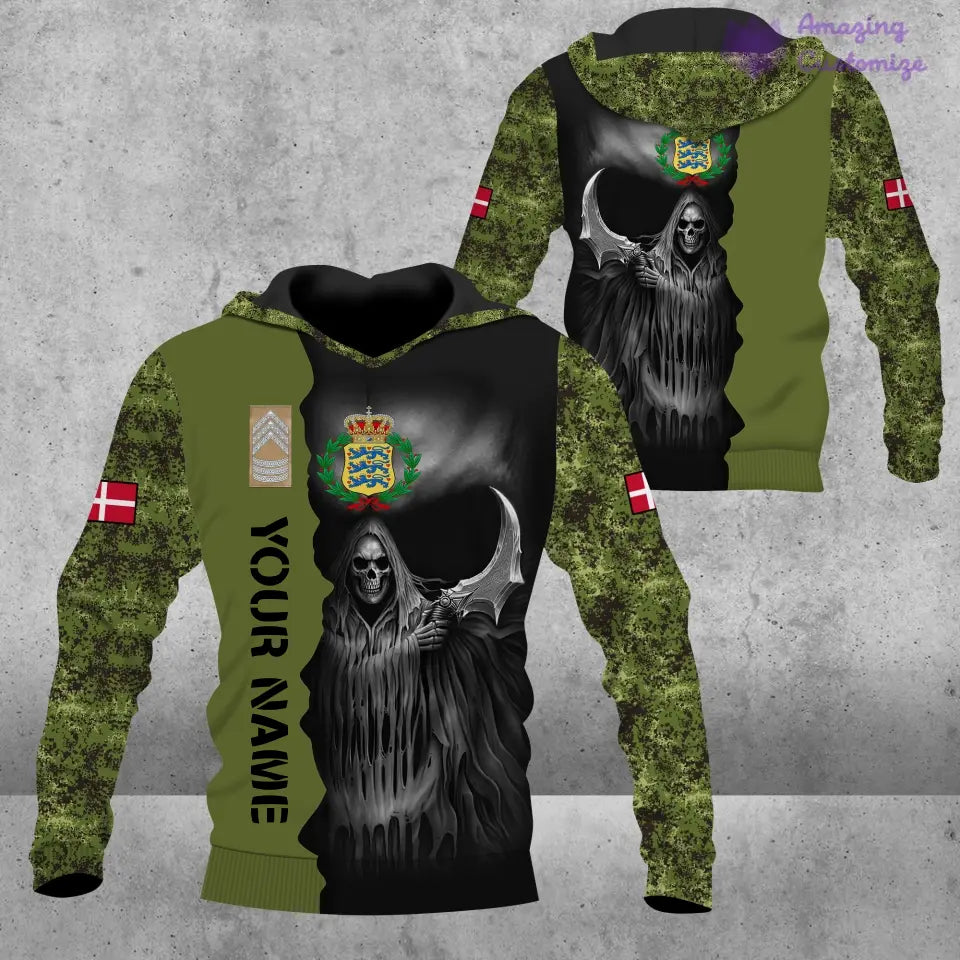 Personalized Denmark Soldier/ Veteran Camo With Name And Rank T-Shirt 3D Printed - 2601240001