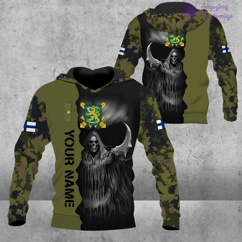 T-shirt personnalisé avec camouflage soldat/vétéran finlandais avec nom et grade imprimé en 3D - 2601240001