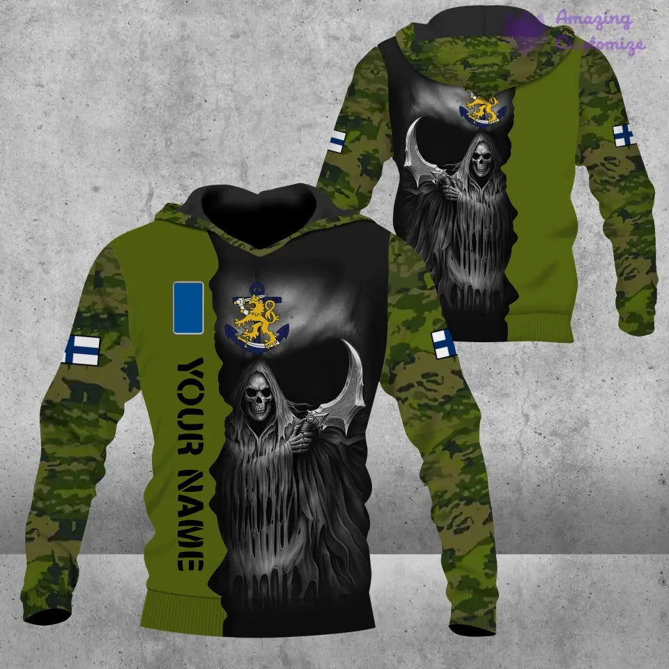 Personalized Finland Soldier/ Veteran Camo With Name And Rank T-Shirt 3D Printed  - 2601240001