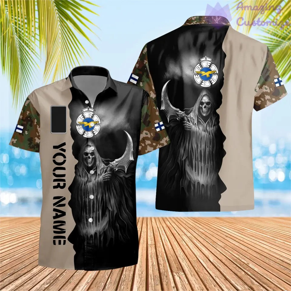 T-shirt personnalisé avec camouflage soldat/vétéran finlandais avec nom et grade imprimé en 3D - 2601240001