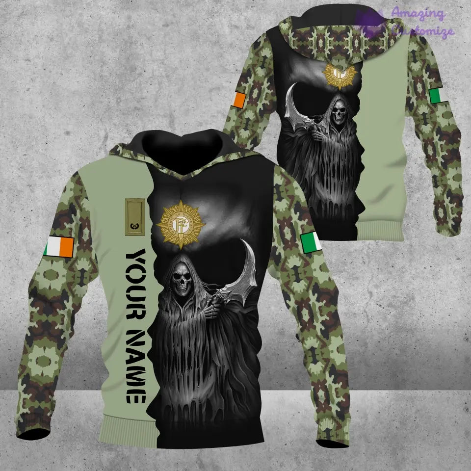 Personalized Ireland Soldier/ Veteran Camo With Name And Rank Hoodie 3D Printed  - 17062272