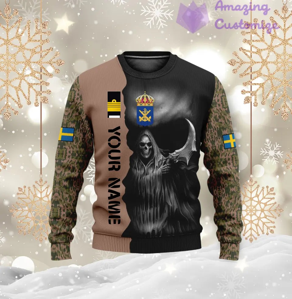 Personalized Sweden Soldier/ Veteran Camo With Name And Rank Hoodie 3D Printed  - 17062272