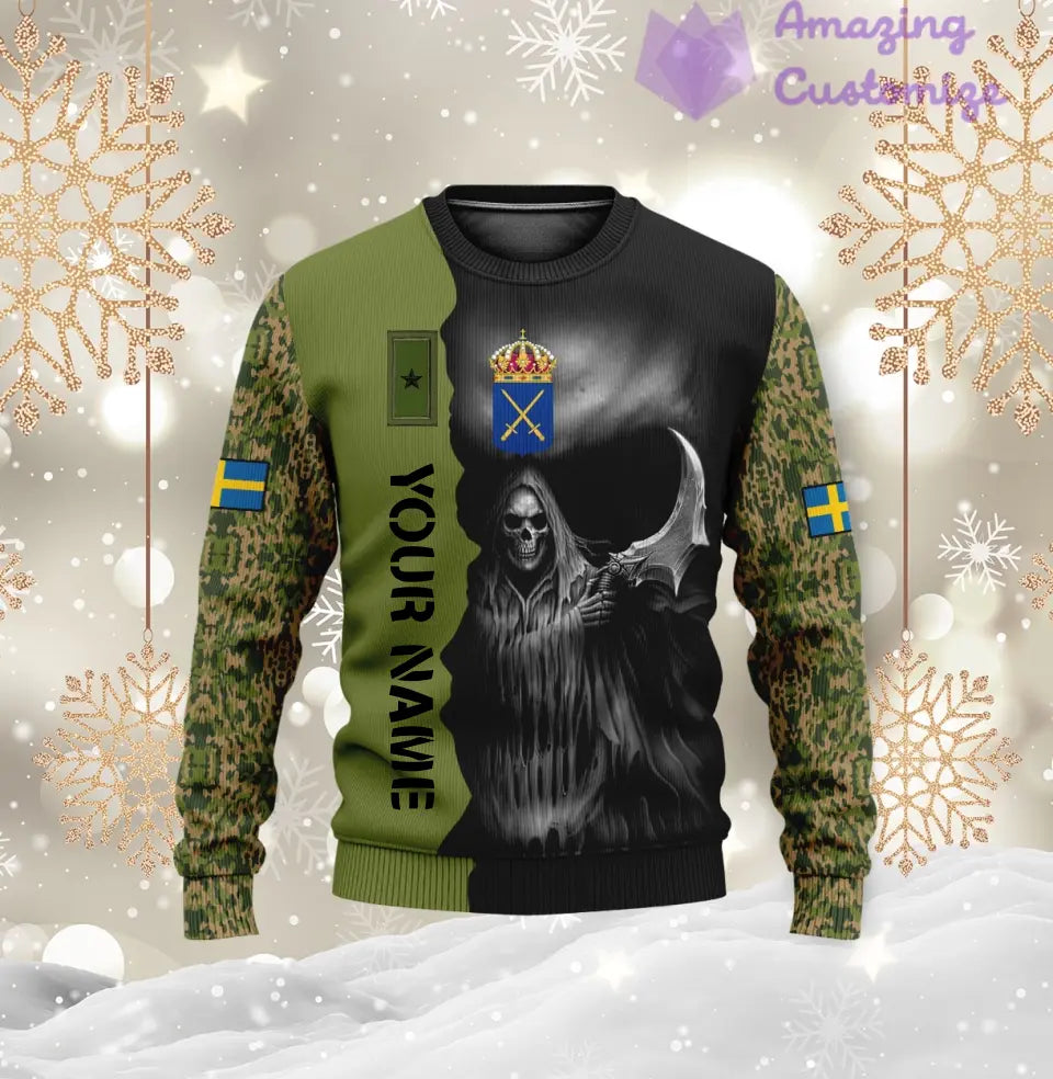 Personalized Sweden Soldier/ Veteran Camo With Name And Rank Hoodie 3D Printed  - 17062272