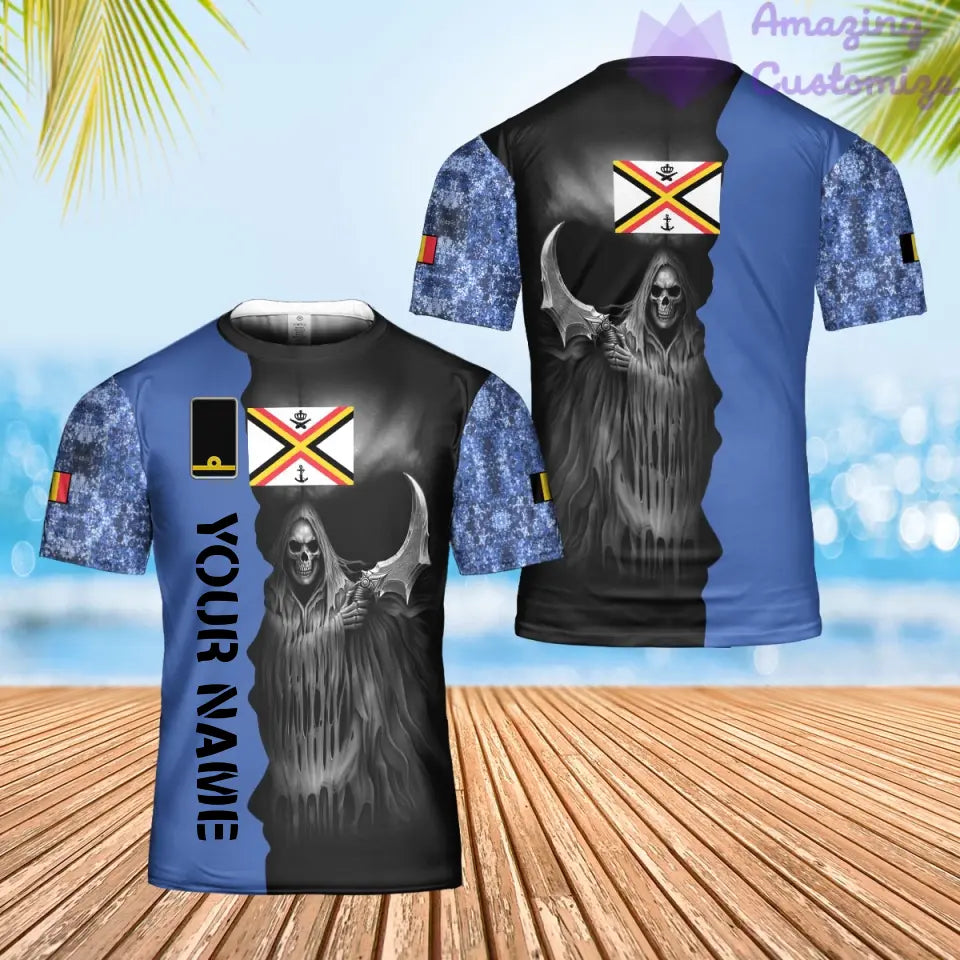 T-shirt Hawaï personnalisé avec camouflage soldat/vétéran belge avec nom et grade imprimé en 3D - 2601240001