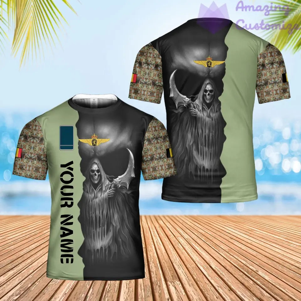 T-shirt Hawaï personnalisé avec camouflage soldat/vétéran belge avec nom et grade imprimé en 3D - 2601240001