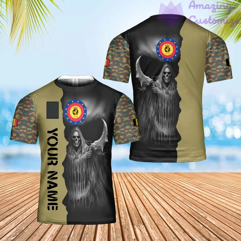 T-shirt Hawaï personnalisé avec camouflage soldat/vétéran belge avec nom et grade imprimé en 3D - 2601240001