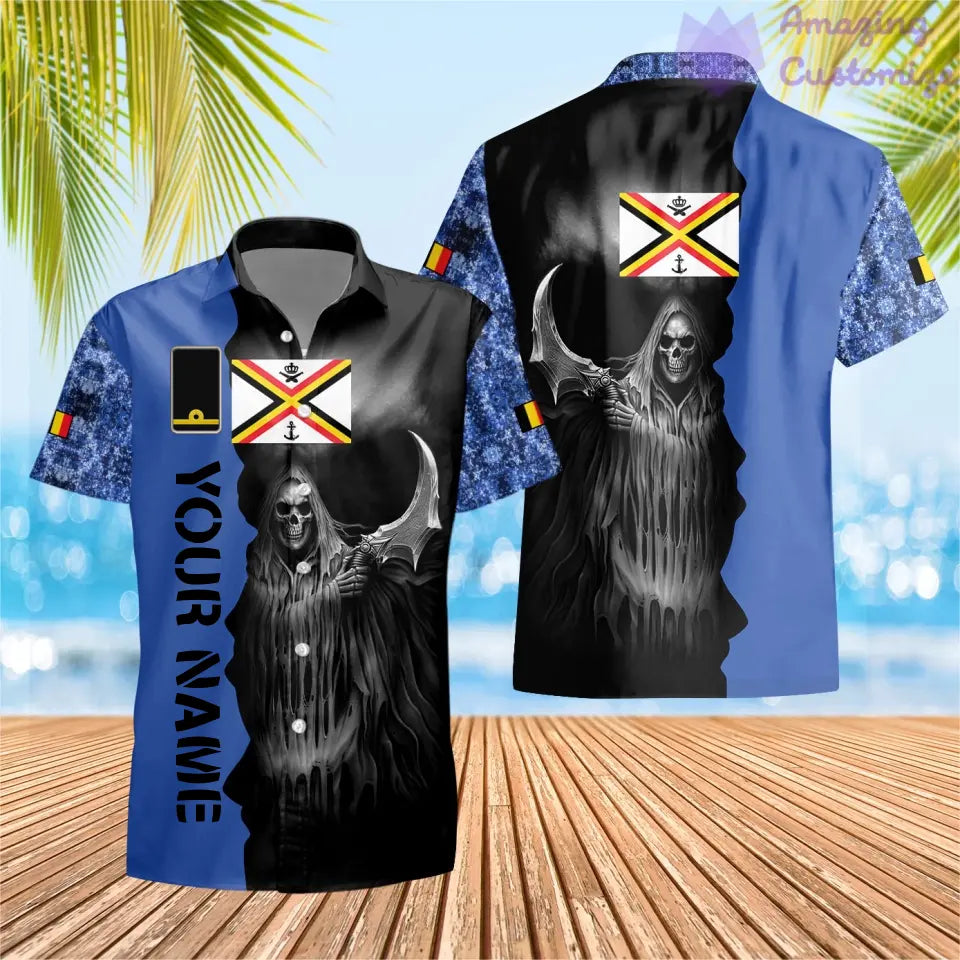 Personalized Belgium Soldier/ Veteran Camo With Name And Rank Hawaii Shirt 3D Printed  - 2601240001