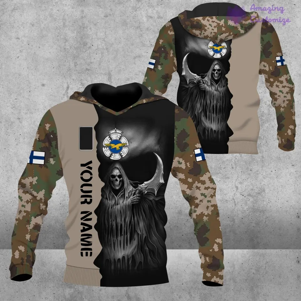 T-shirt Hawaï personnalisé avec camouflage soldat/vétéran finlandais avec nom et grade imprimé en 3D - 2601240001