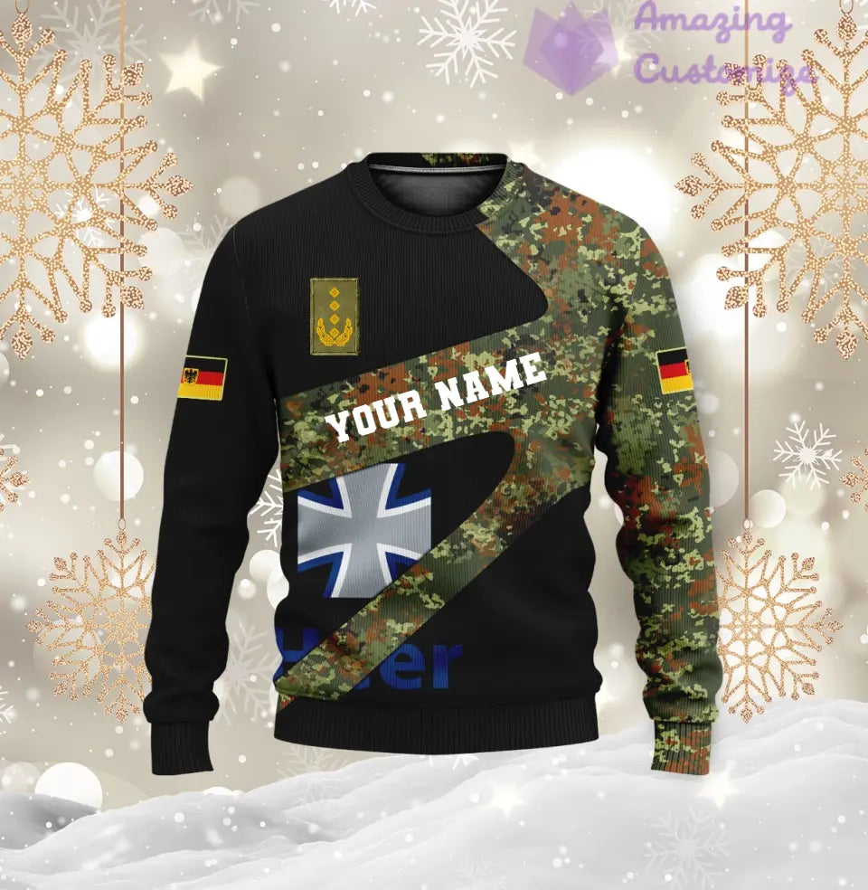 Personalized Germany Soldier/ Veteran Camo With Name And Rank T-Shirt 3D Printed  - 3001240001