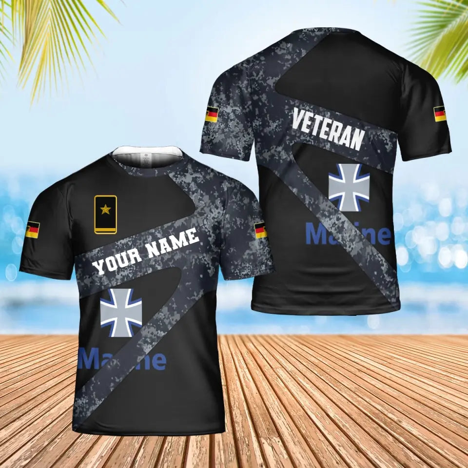 Personalized Germany Soldier/ Veteran Camo With Name And Rank T-Shirt 3D Printed  - 3001240001