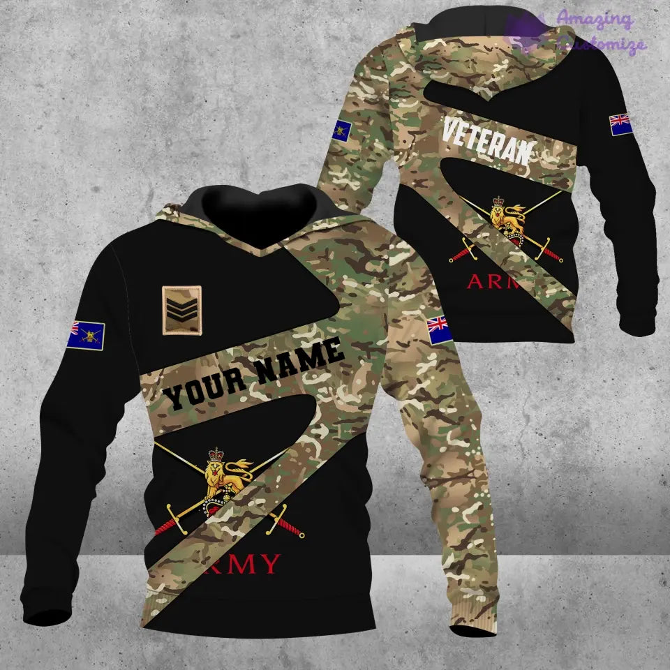 Personalized UK Soldier/ Veteran Camo With Name And Rank Hawaii shirt 3D Printed  - 3001240001