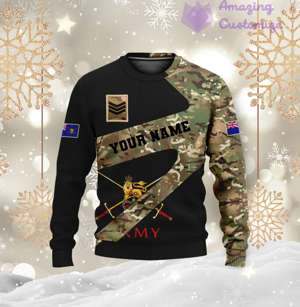 Personalized UK Soldier/ Veteran Camo With Name And Rank Hawaii shirt 3D Printed  - 3001240001