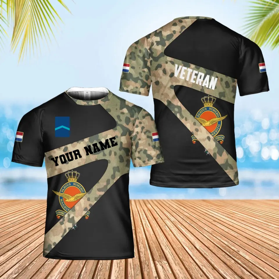 T-shirt Hawaï personnalisé avec camouflage soldat/vétéran des Pays-Bas avec nom et grade imprimé en 3D - 3001240001