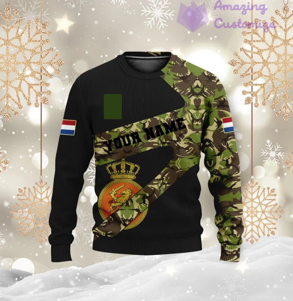 T-shirt Hawaï personnalisé avec camouflage soldat/vétéran des Pays-Bas avec nom et grade imprimé en 3D - 3001240001