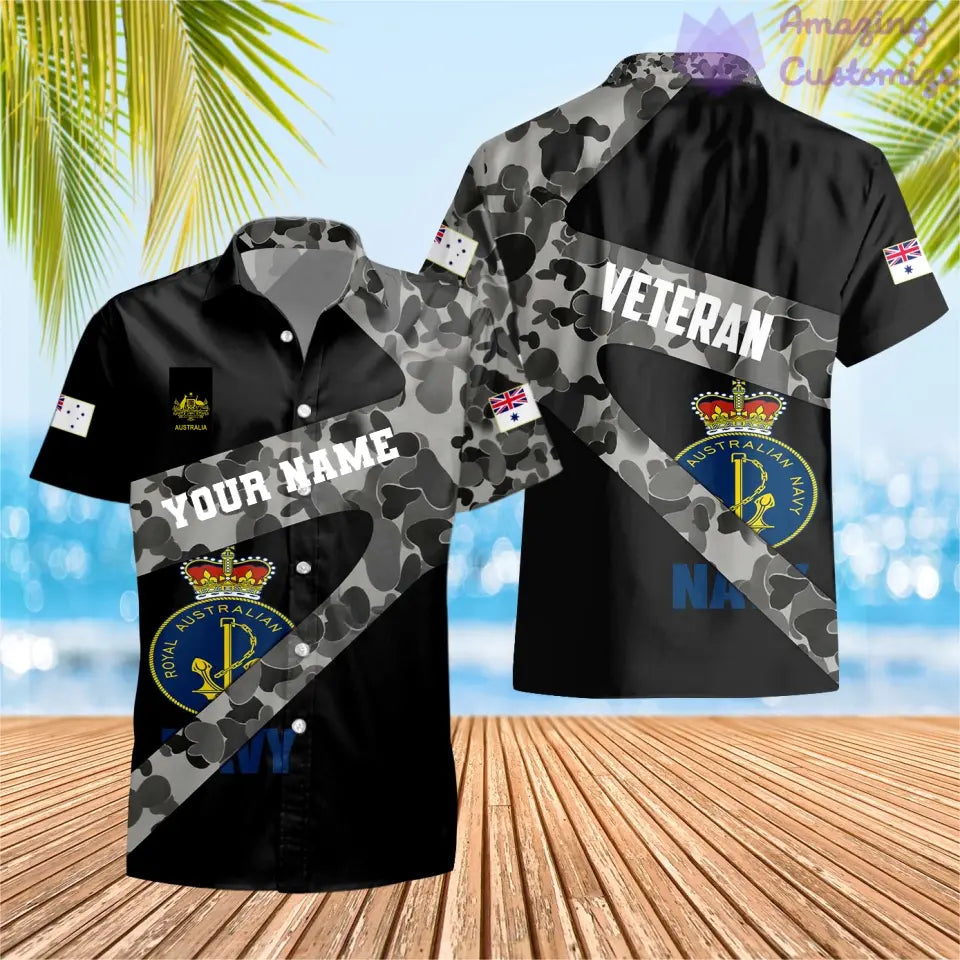 Personalisiertes T-Shirt mit australischem Soldaten-/Veteranen-Tarnmuster mit Namen und Rang, 3D-Druck – 3001240001