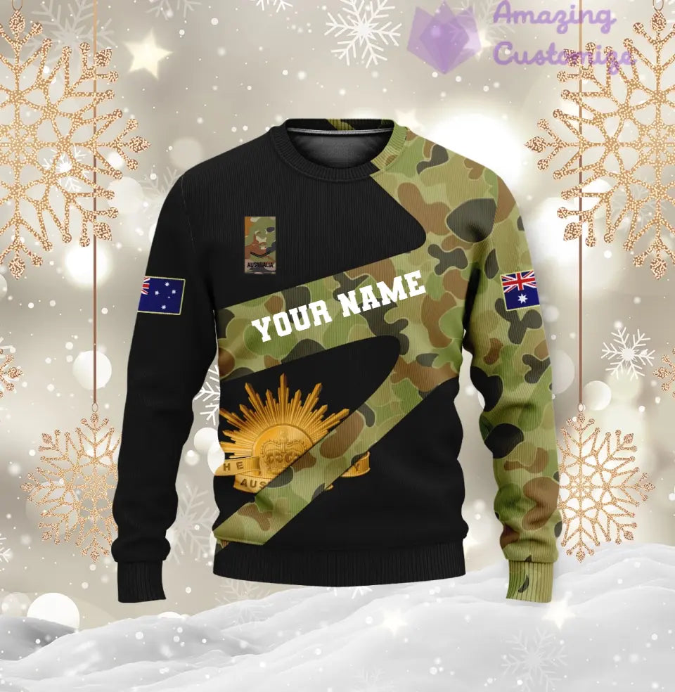 Personalized Australian Soldier/ Veteran Camo With Name And Rank T-Shirt 3D Printed  - 3001240001