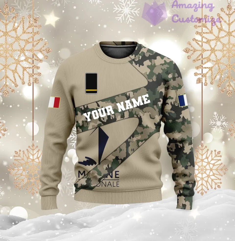 Personalized France Soldier/ Veteran Camo With Name And Rank T-Shirt 3D Printed  - 3001240001