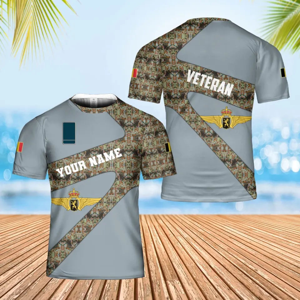 Personalized Belgium Soldier/ Veteran Camo With Name And Rank Hawaii shirt 3D Printed  - 3001240001