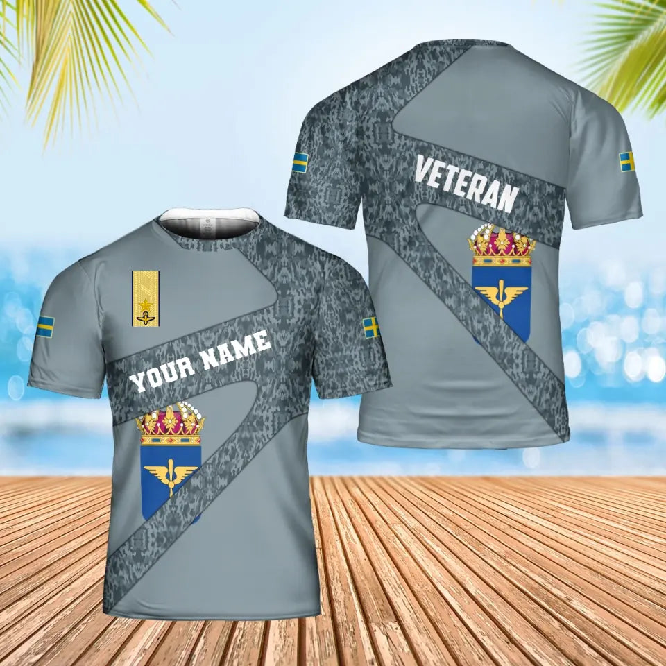 Personalized Sweden Soldier/ Veteran Camo With Name And Rank Hawaii shirt 3D Printed  - 3001240001