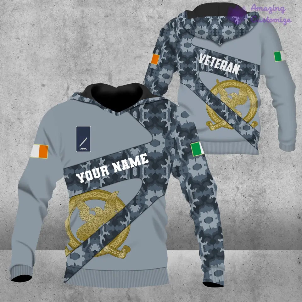 Personalized Ireland Soldier/ Veteran Camo With Name And Rank T-shirt 3D Printed  - 3001240001