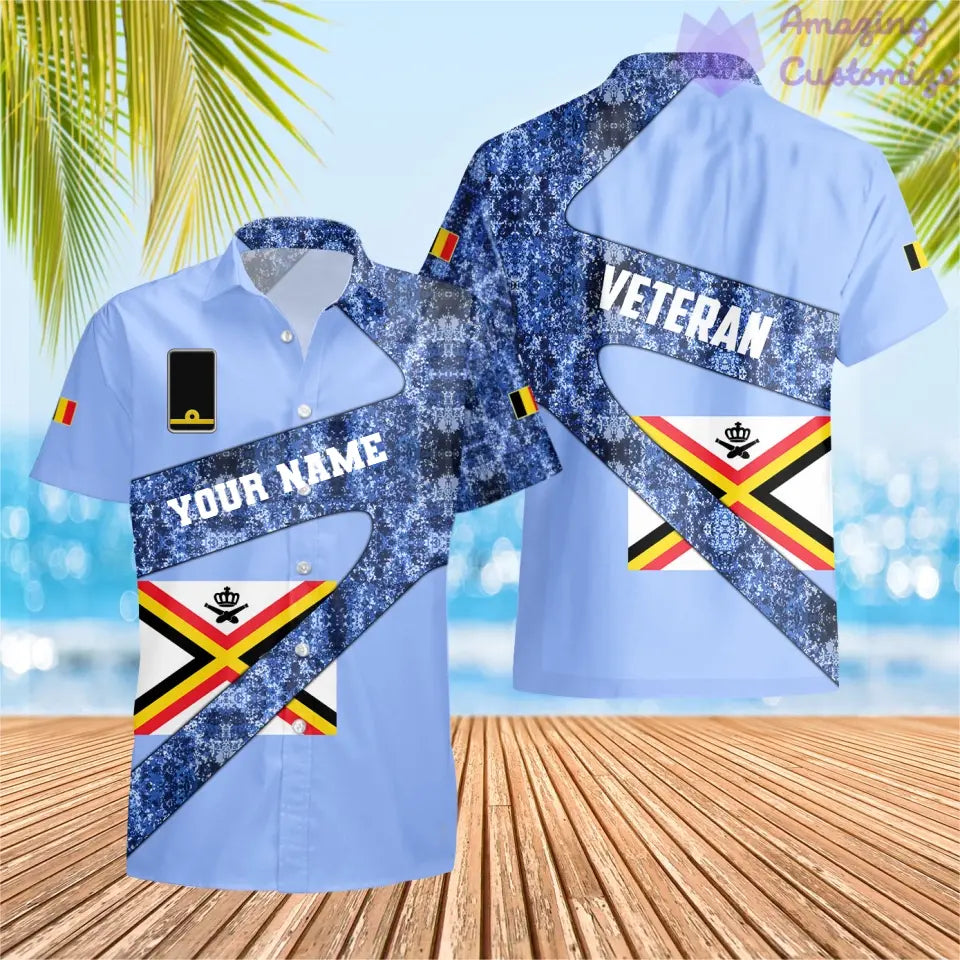 T-shirt personnalisé avec camouflage soldat/vétéran belge avec nom et grade imprimé en 3D - 3001240001