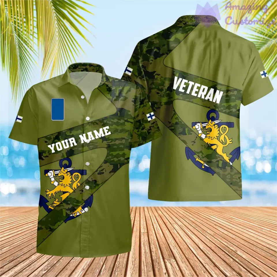 Personalisiertes T-Shirt mit finnischem Soldaten-/Veteranen-Tarnmuster und Namen und Rang, 3D-Druck – 3001240001