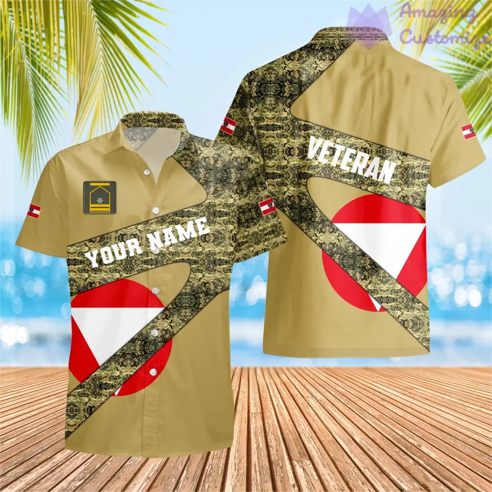 T-shirt personnalisé avec camouflage soldat/vétéran autrichien avec nom et grade imprimé en 3D - 2601240001