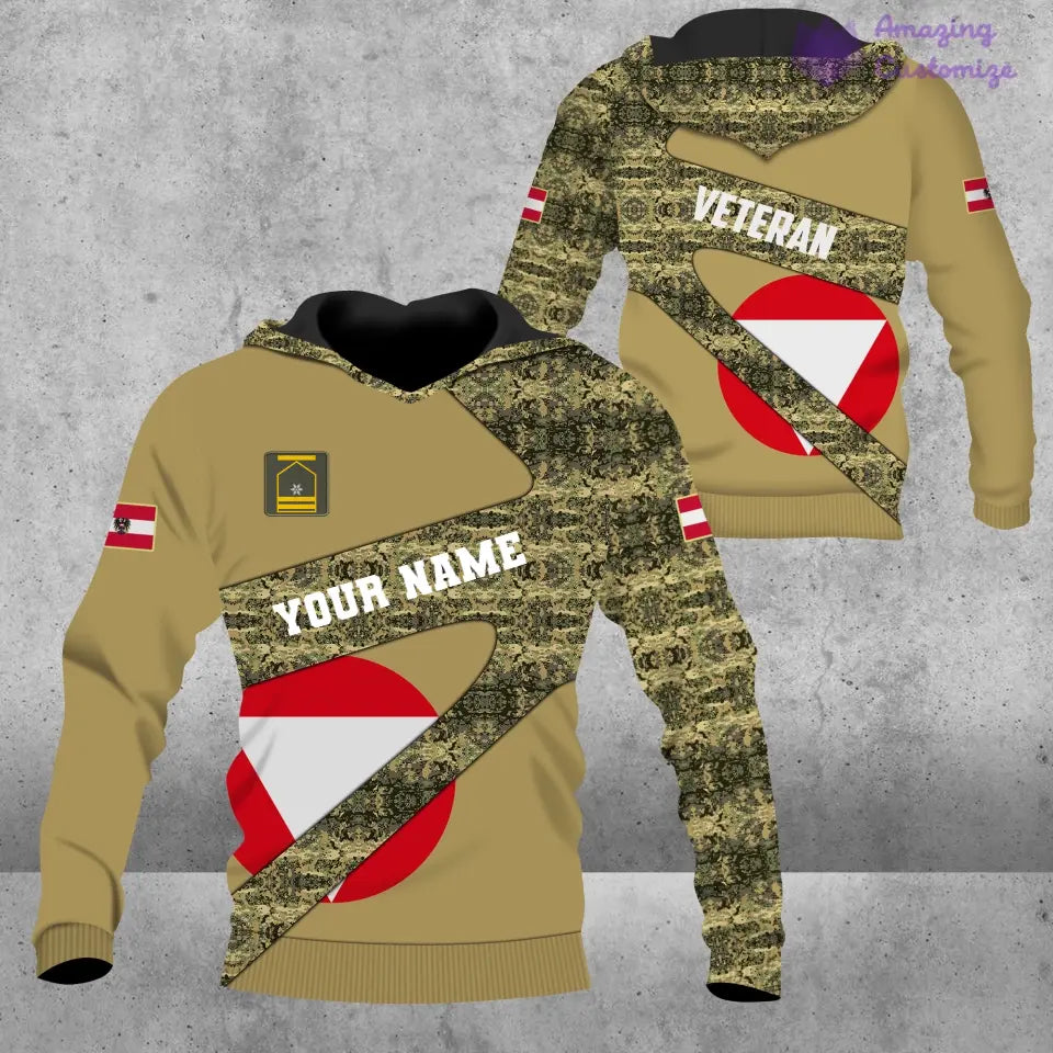 Personalized Austrian Soldier/ Veteran Camo With Name And Rank T-Shirt 3D Printed - 2601240001