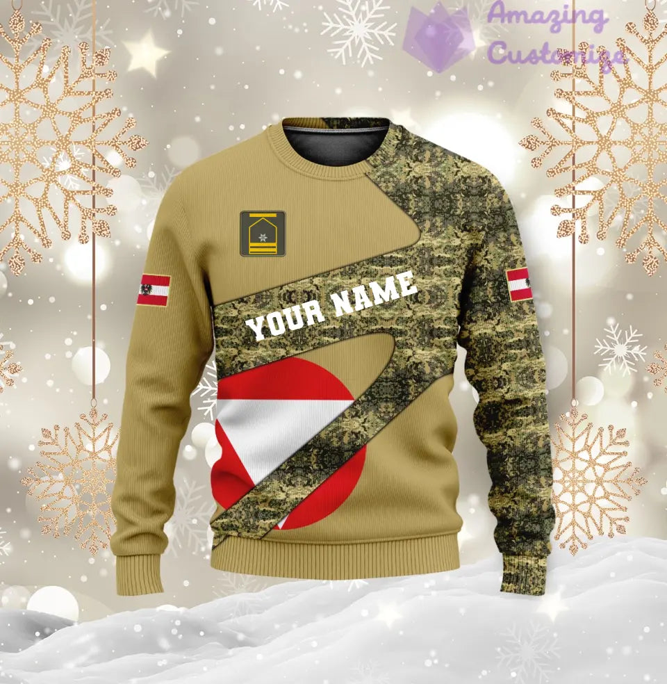 T-shirt personnalisé avec camouflage soldat/vétéran autrichien avec nom et grade imprimé en 3D - 2601240001