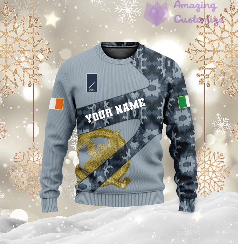 Personalized Ireland Soldier/ Veteran Camo With Name And Rank Ugly Sweater 3D Printed  - 3001240001