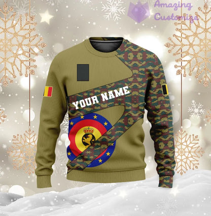 Personalisierter belgischer Soldat/Veteranen-Tarnpullover mit Namen und Rang, 3D-Druck – 3001240001