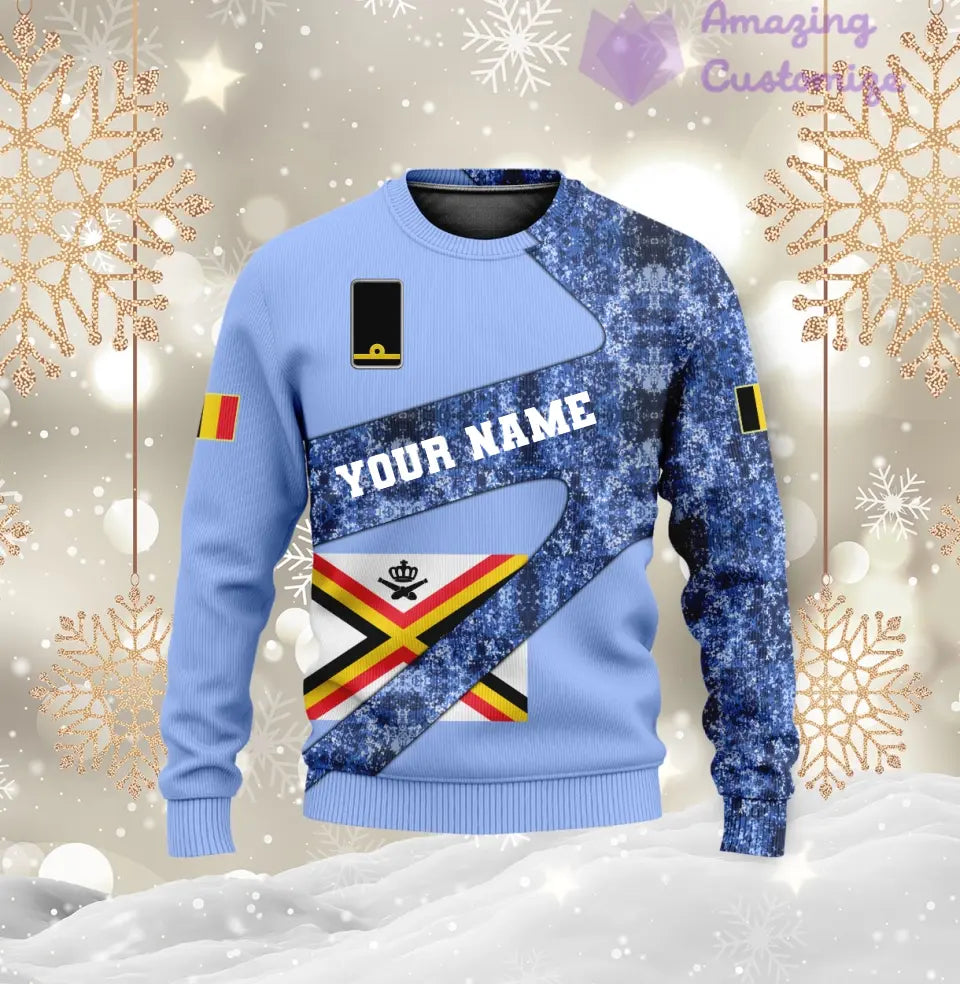 Personalized Belgium Soldier/ Veteran Camo With Name And Rank Ugly Sweater 3D Printed  - 3001240001