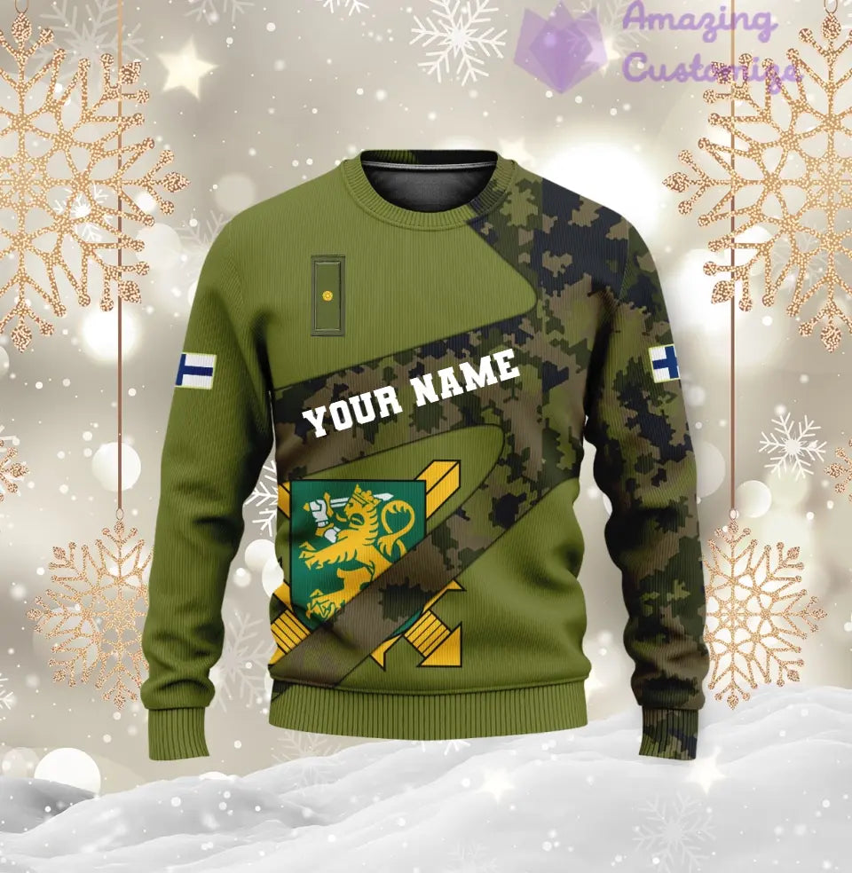 Personalisierter finnischer Soldat/Veteranen-Tarnpullover mit Namen und Rang, 3D-Druck – 3001240001