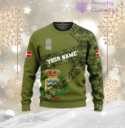 Personalized Denmark Soldier/ Veteran Camo With Name And Rank Ugly Sweater 3D Printed - 2601240001