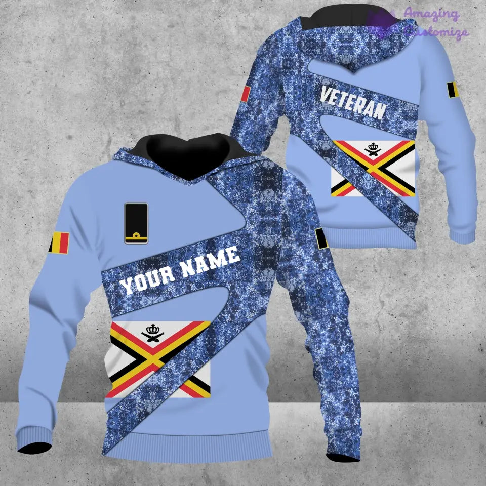 Personalized Belgium Soldier/ Veteran Camo With Name And Rank Hoodie 3D Printed  - 17065728