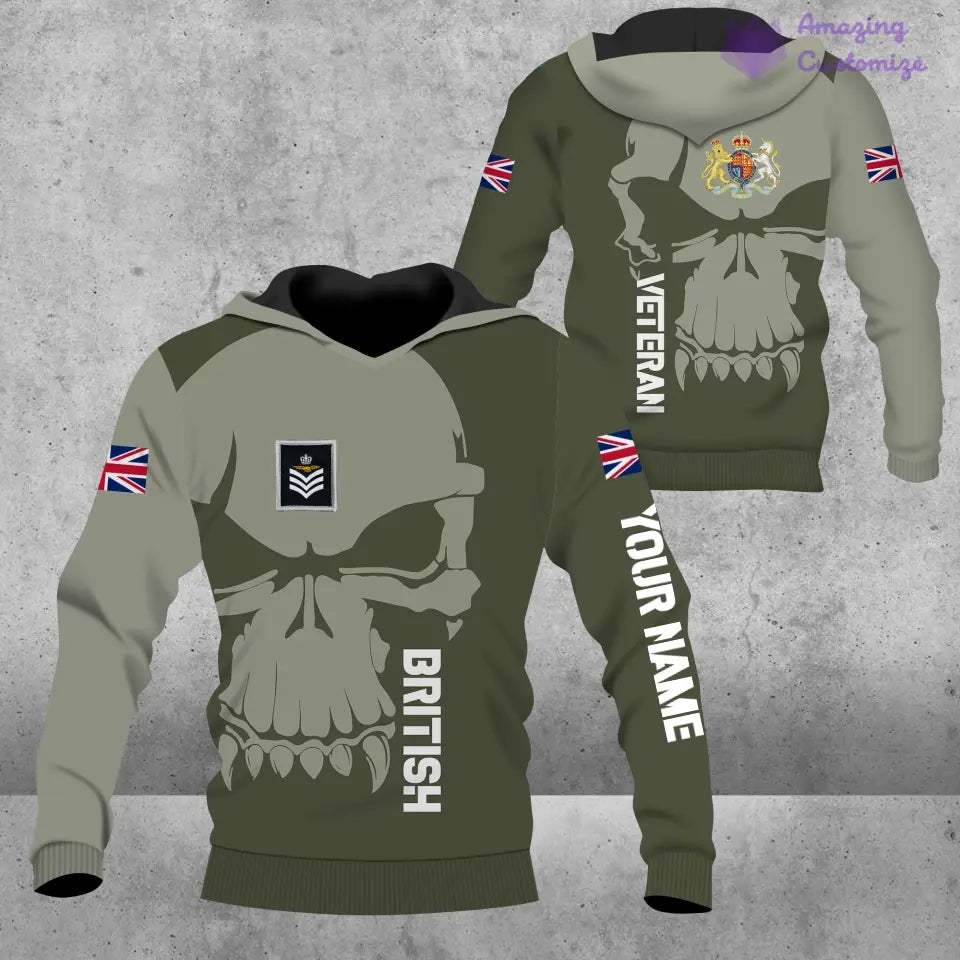 Personalized UK Soldier/ Veteran Camo With Name And Rank Hoodie 3D Printed  - 1602240001