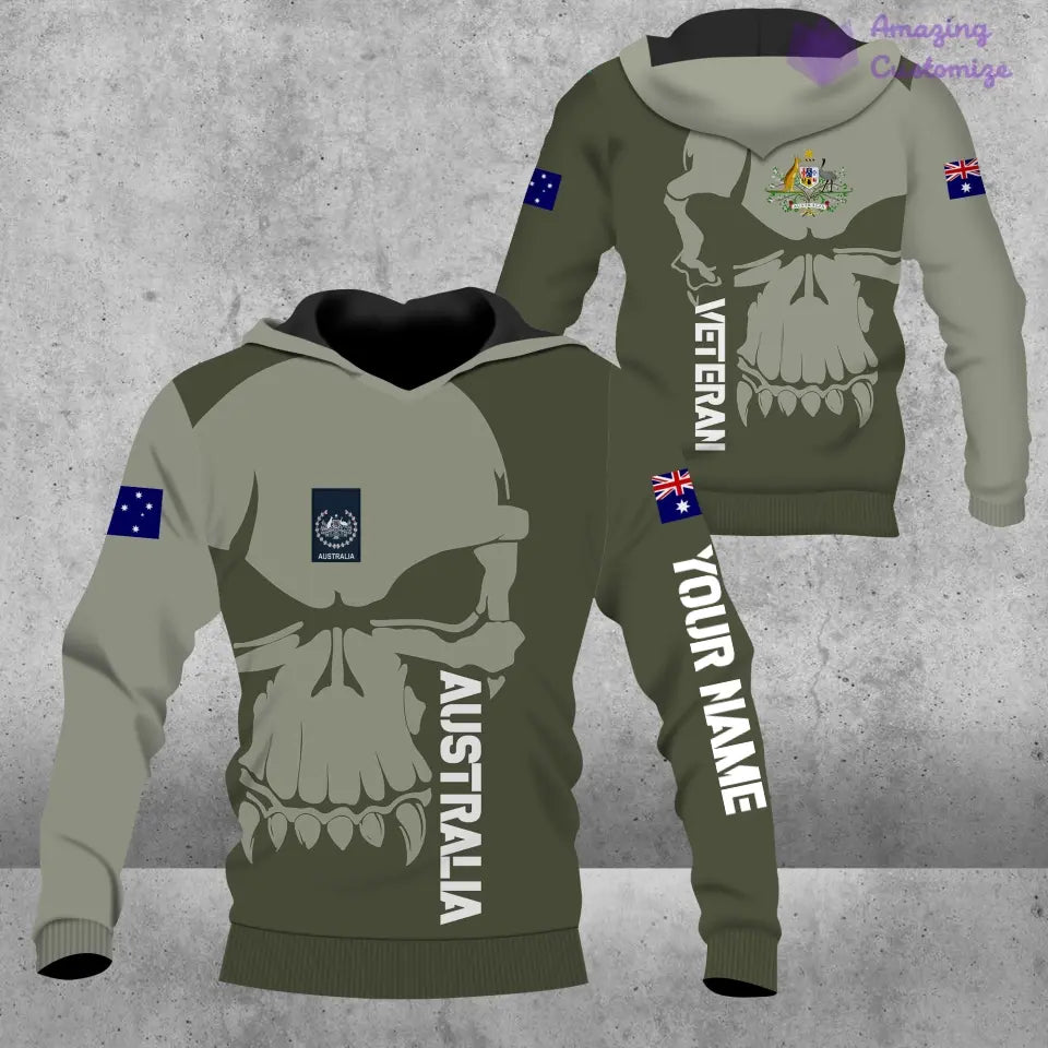 Sweat à capuche personnalisé avec camouflage soldat/vétéran australien avec nom et grade imprimé en 3D - 17080416