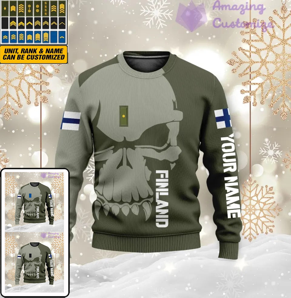 Pull moche personnalisé avec camouflage soldat/vétéran finlandais avec nom et grade imprimé en 3D - 1602240001