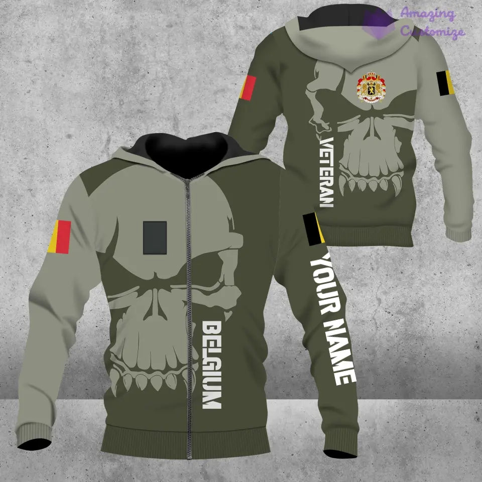 Personalized Belgium  Soldier/ Veteran Camo With Name And Rank Hoodie 3D Printed  - 17080416