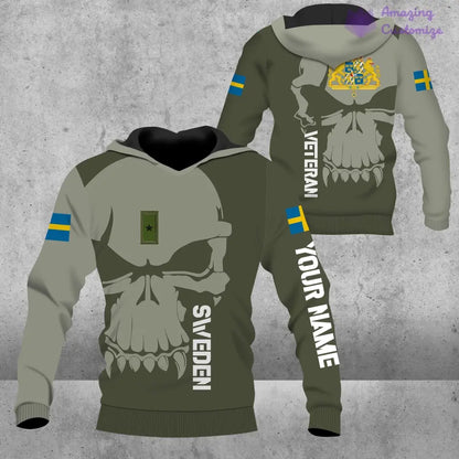 Personalized Sweden  Soldier/ Veteran Camo With Name And Rank Hoodie 3D Printed  - 17080416