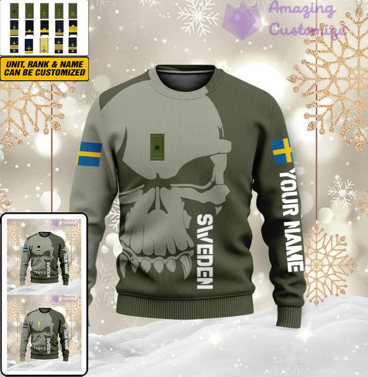 Personalisierter schwedischer Soldat/Veteranen-Tarnpullover mit Namen und Rang, 3D-Druck – 1602240001