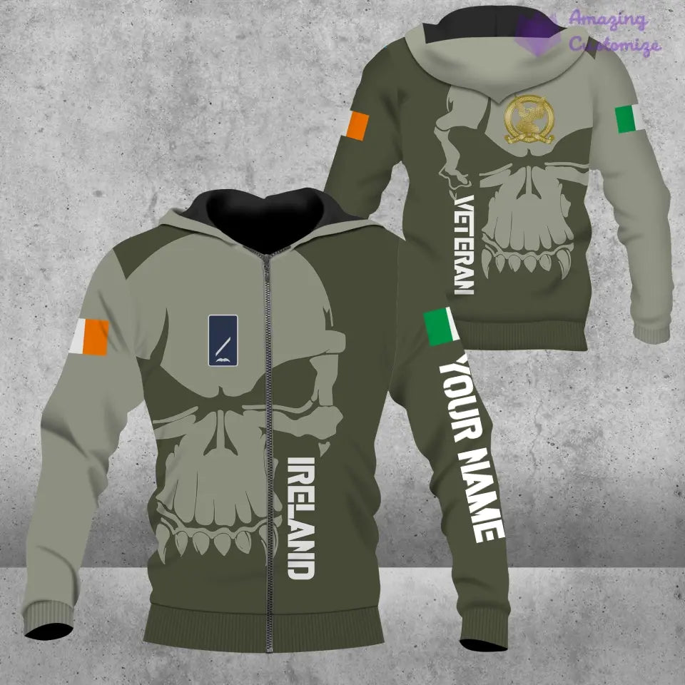 Personalisierter Kapuzenpullover mit irischem Soldaten-/Veteranen-Tarnmuster und Namen und Rang, 3D-Druck – 17080416