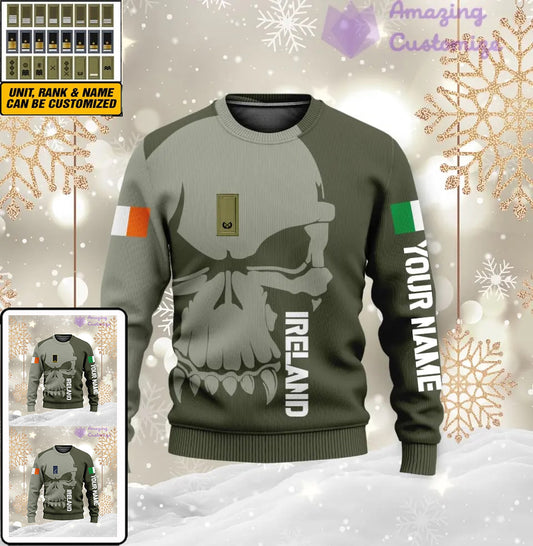 Pull moche personnalisé avec camouflage soldat/vétéran irlandais avec nom et grade imprimé en 3D - 1602240001