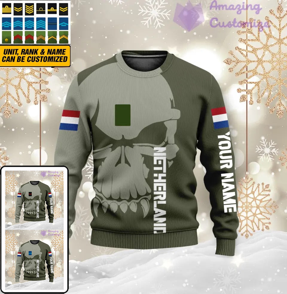 Pull moche personnalisé avec camouflage soldat/vétéran des Pays-Bas avec nom et grade imprimé en 3D - 1602240001