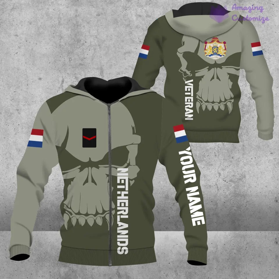 Personalized Netherlands Soldier/ Veteran Camo With Name And Rank Hoodie 3D Printed  - 17080416