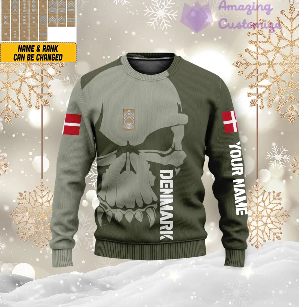 Personalisierter dänischer Soldat/Veteranen-Tarnpullover mit Namen und Rang, 3D-Druck – 1602240001