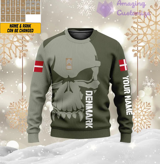 Pull moche personnalisé avec camouflage soldat/vétéran du Danemark avec nom et grade imprimé en 3D - 1602240001