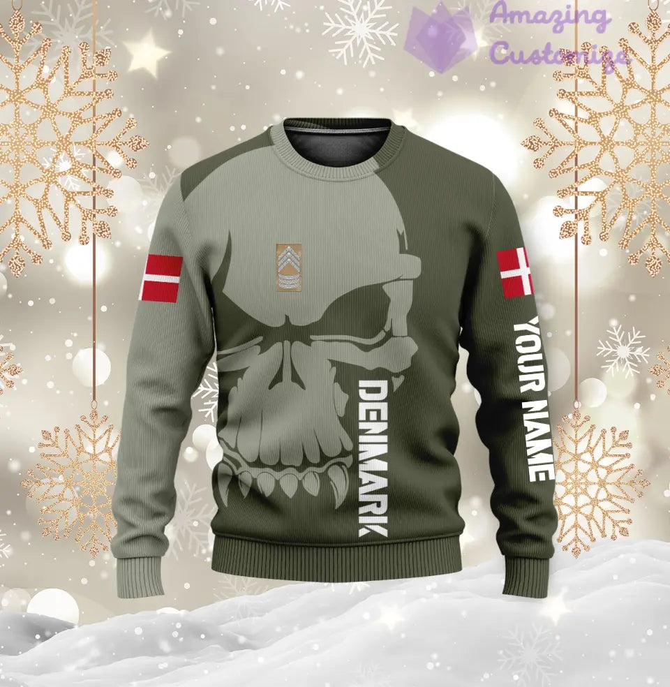 Personalisierter Kapuzenpullover mit 3D-Druck für dänische Soldaten/Veteranen im Camouflage-Muster mit Namen und Rang – 17080416