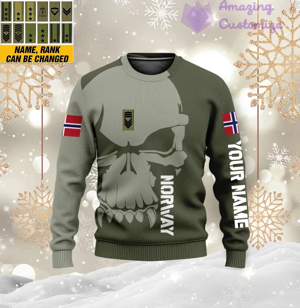 Pull moche personnalisé avec camouflage soldat/vétéran norvégien avec nom et grade imprimé en 3D - 1602240001